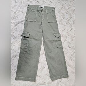 Abercrombie Kids Green Cargo Pants High Rise Wide Legs